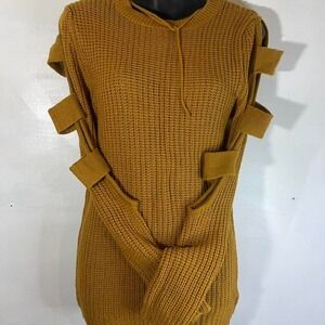 brand y2k cozy sweater yellow petite size SMALL long sleeve modern LOVE
